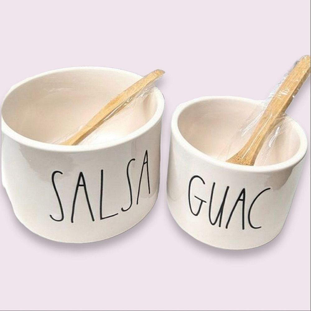 Rae Dunn Artisan Collection Salsa & Guacamole 2 pc Serving Set